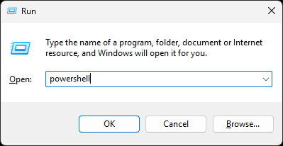 Jak uruchomić PowerShell - Win + R