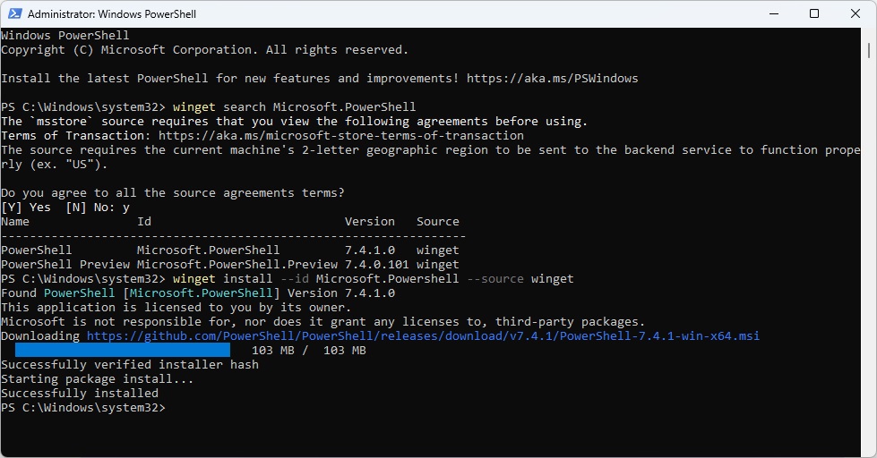 PowerShell 7 Install