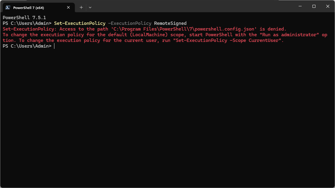 PowerShell błąd uprawnień